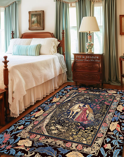 Fairy Forest Floral Maximalist Accent Rug | Pastel Coquette Light Academia Bedroom Ethereal Forest Spirits Dreamy Fairytale Unicorn Decor |