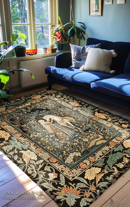 Magical Aesthetic Wildflower Accent Rug | Ethereal Pastel Fairycore Mystic Medieval Area Rug Forest Spirits Dreamy Fairytale Unicorn Forest