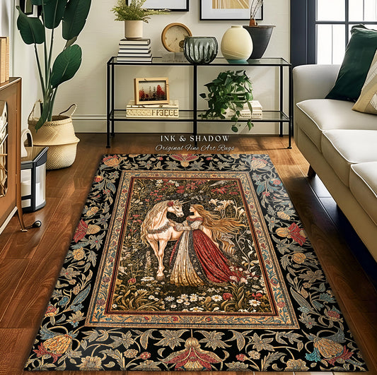 Enchanted Garden Princess Rug | Mystical Cottagecore Royalcore Home Decor Accent Antique Fairytale Bedroom Soft Romantic Folklore Style |