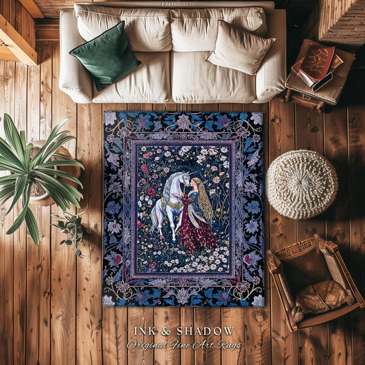 Rococo Enchanted Forest Accent Rug | Rustic Fairytale Bedroom Baroque Elegance Medieval Area Rug Home Decor Romance Gothic Aesthetic Purple