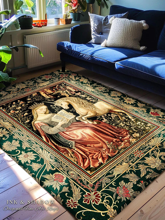 Baroque Storybook Rustic Area Rug | Storybook Royalcore Decor Dark Romantic Cottagecore Gothic Princess Woven Home Accent Medieval Aesthetic