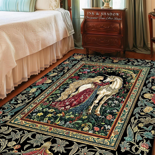 Baroque Fantasy Rustic Area Rug | Rococo Coquette Bedroom Decor Dark Royalcore Home Accent Rug Medieval Storybook Gothic Aesthetic Style |