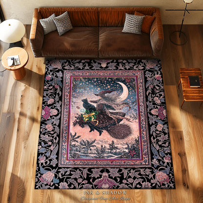 Lilac Skies Ethereal Witch Area Rug | Whimsigoth Decor Pink Starlight Accent Rug Vintage Witch Vibes Mystical Aesthetic Cottagewitch Style |