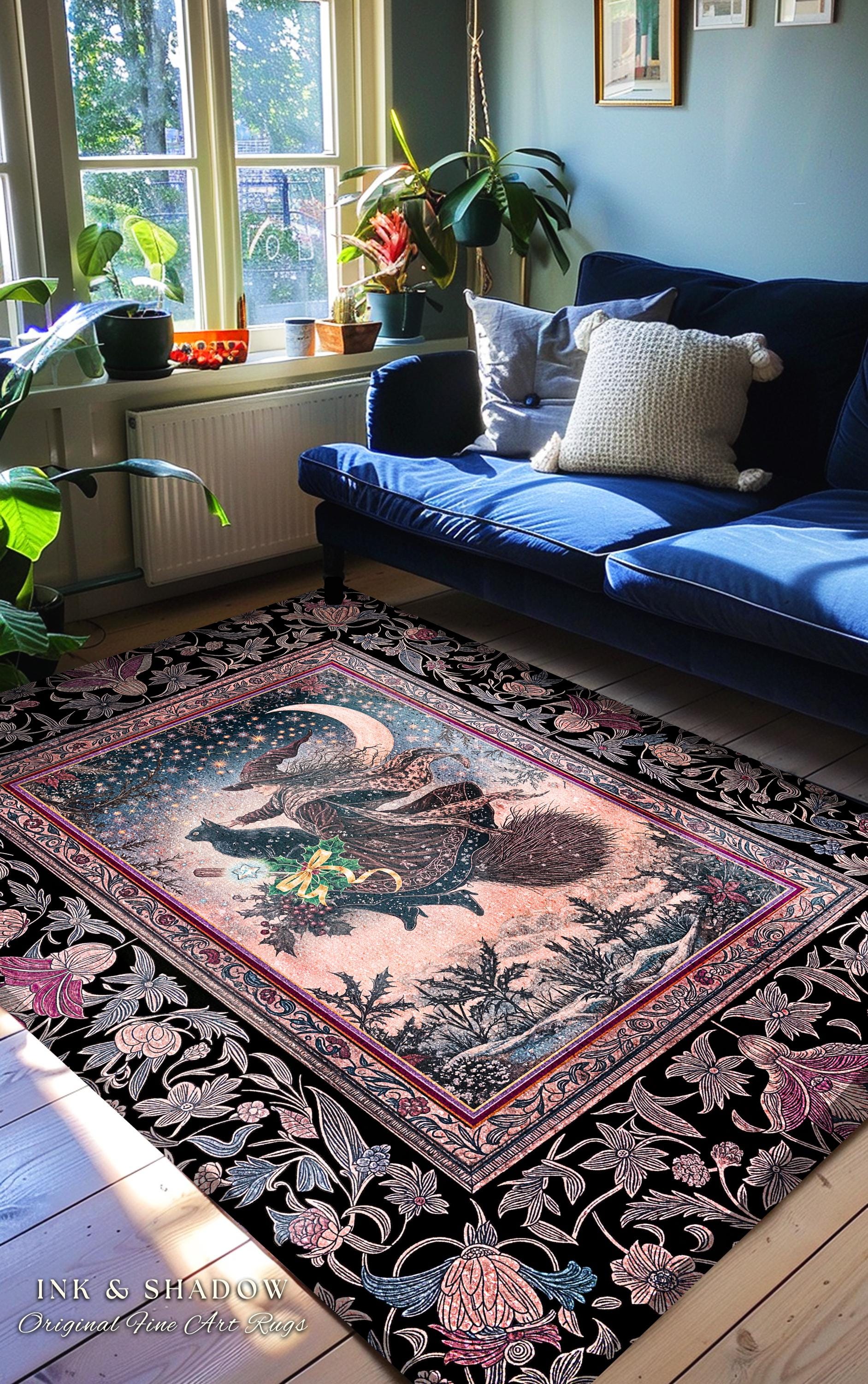 Lilac Skies Ethereal Witch Area Rug | Whimsigoth Decor Pink Starlight Accent Rug Vintage Witch Vibes Mystical Aesthetic Cottagewitch Style |