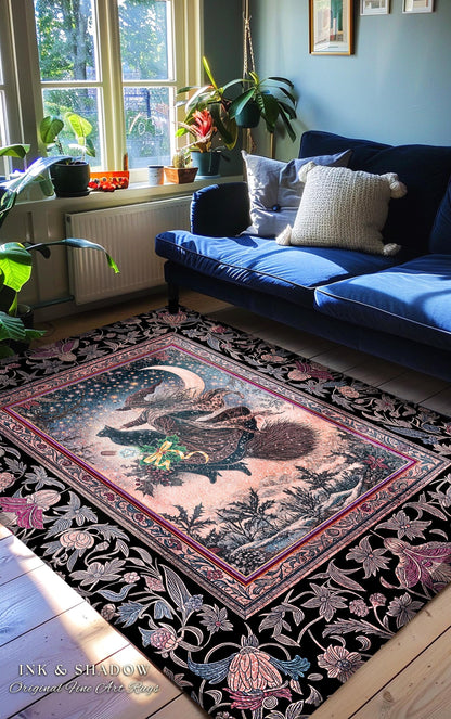 Lilac Skies Ethereal Witch Area Rug | Whimsigoth Decor Pink Starlight Accent Rug Vintage Witch Vibes Mystical Aesthetic Cottagewitch Style |