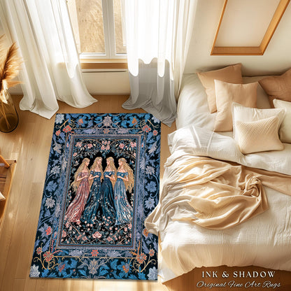 Goddess Aesthetic Ethereal Area Rug | Whimsical Celestial Gothic Forest Bedroom Accent Witchy Botanical Magic Enchanted Magical Aesthetic |