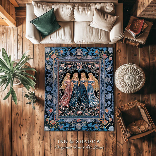 Goddess Aesthetic Ethereal Area Rug | Whimsical Celestial Gothic Forest Bedroom Accent Witchy Botanical Magic Enchanted Magical Aesthetic |