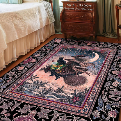 Lilac Skies Ethereal Witch Area Rug | Whimsigoth Decor Pink Starlight Accent Rug Vintage Witch Vibes Mystical Aesthetic Cottagewitch Style |