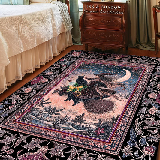 Lilac Skies Ethereal Witch Area Rug | Whimsigoth Decor Pink Starlight Accent Rug Vintage Witch Vibes Mystical Aesthetic Cottagewitch Style |