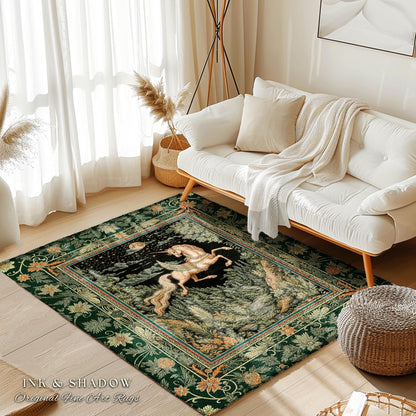 Renaissance Fantasy Pegasus Unicorn Rug | Regal Fairytale Decor Romantic Baroque Room Maximalist Castlecore Style Mystical Accent Rug Boho |
