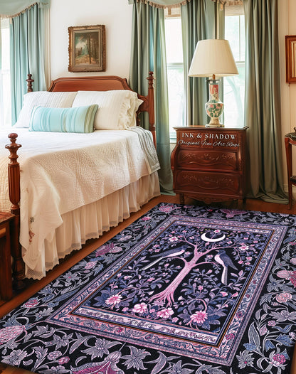 Magpie Ethereal Moon Gothic Rug | Baroque Pastel Purple Celestial Bedroom Accent Victorian Fairytale Inspired Decor Whimsigoth Bedroom Cozy