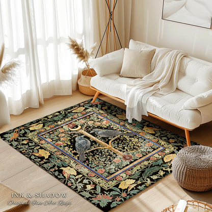 Golden Amber Gothic Decor Rug | Cozy Autumnal Style Baroque Crowcore Accent Antique Inspired Mysticism Gift Cottagecore Dark Academia Dorm |