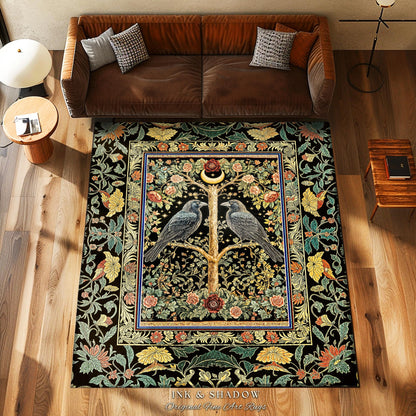 Golden Amber Gothic Decor Rug | Cozy Autumnal Style Baroque Crowcore Accent Antique Inspired Mysticism Gift Cottagecore Dark Academia Dorm |