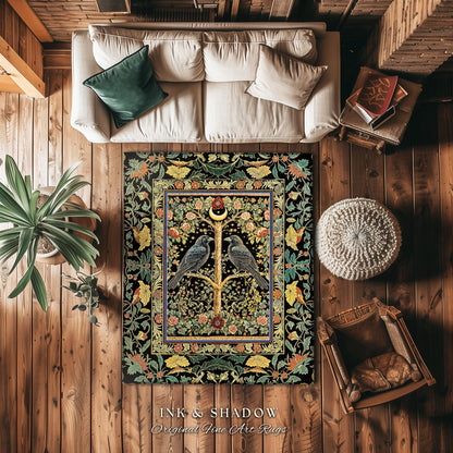 Golden Amber Gothic Decor Rug | Cozy Autumnal Style Baroque Crowcore Accent Antique Inspired Mysticism Gift Cottagecore Dark Academia Dorm |