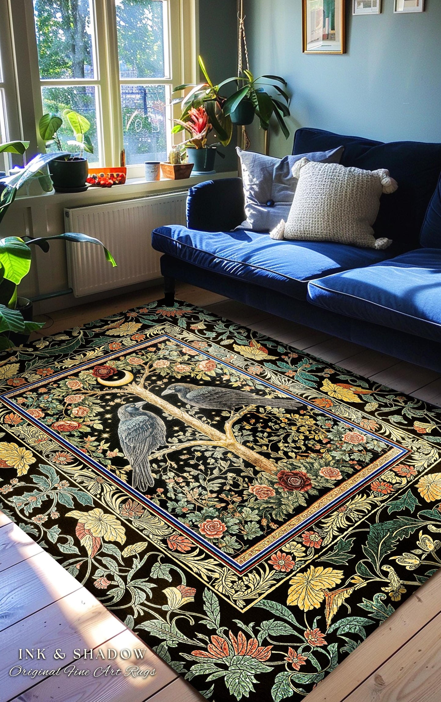 Golden Amber Gothic Decor Rug | Cozy Autumnal Style Baroque Crowcore Accent Antique Inspired Mysticism Gift Cottagecore Dark Academia Dorm |