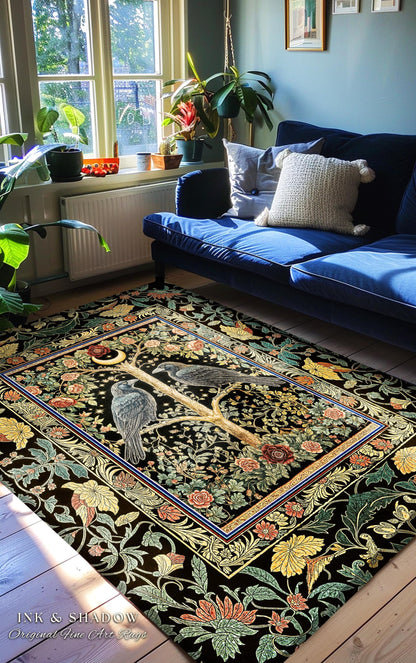 Golden Amber Gothic Decor Rug | Cozy Autumnal Style Baroque Crowcore Accent Antique Inspired Mysticism Gift Cottagecore Dark Academia Dorm |
