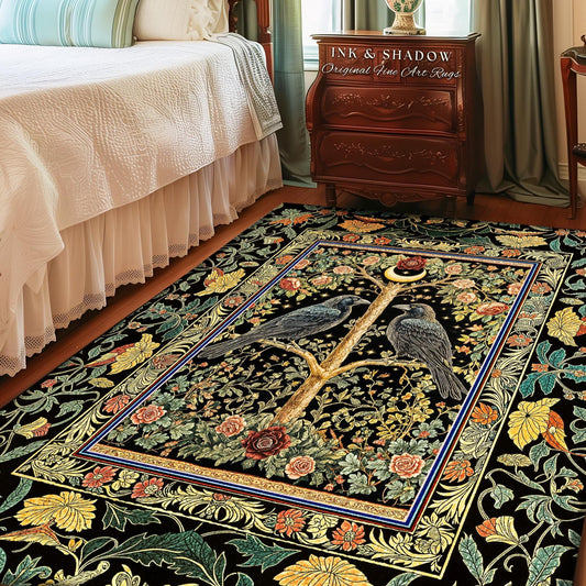 Golden Amber Gothic Decor Rug | Cozy Autumnal Style Baroque Crowcore Accent Antique Inspired Mysticism Gift Cottagecore Dark Academia Dorm |