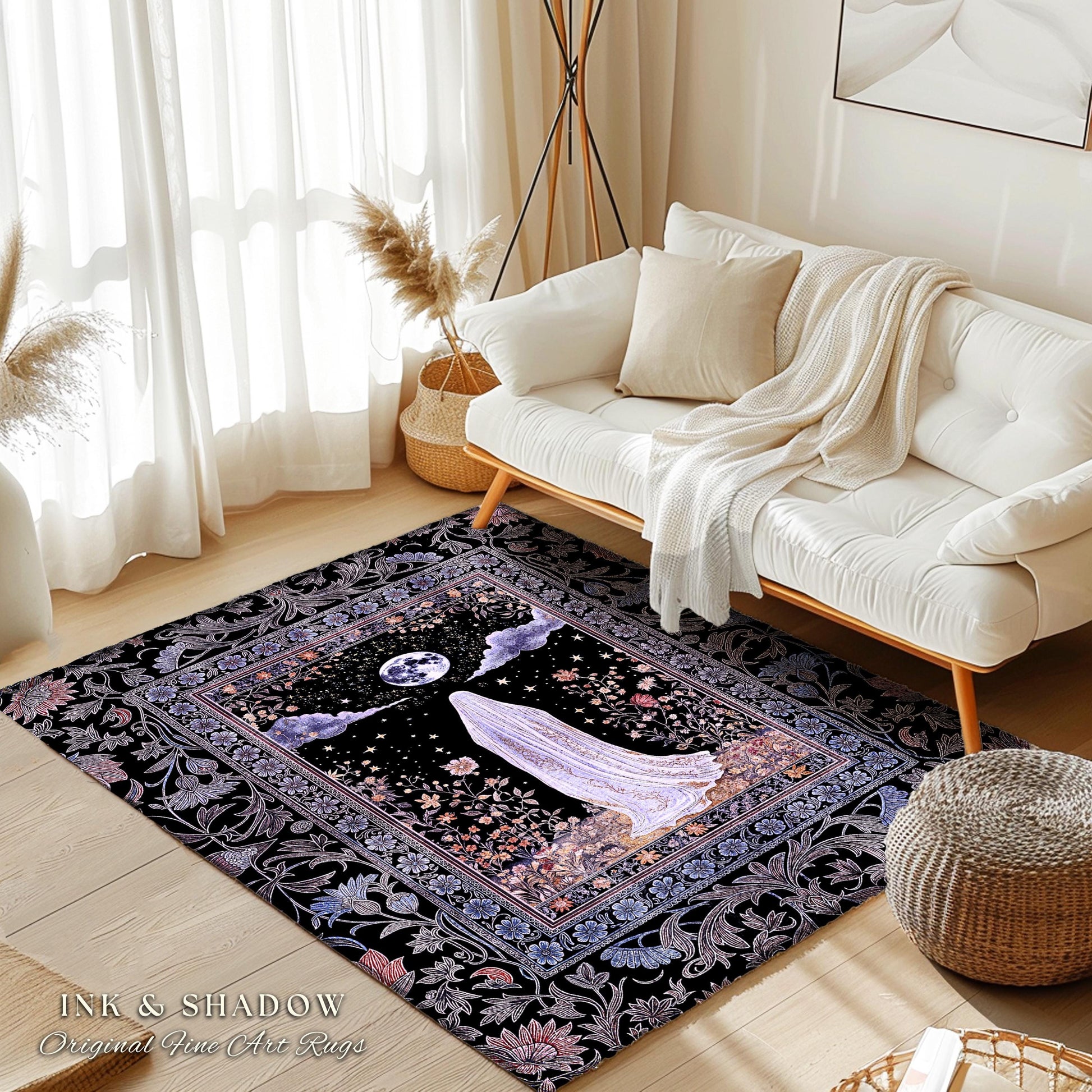 Dark Academia Lavender Ghost Rug | Gothic Witchy Halloween Pastel Aesthetic Throw Fall Vibes Macabre Decor Halloween Spirit Moody Style |