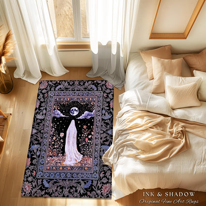 Dark Academia Lavender Ghost Rug | Gothic Witchy Halloween Pastel Aesthetic Throw Fall Vibes Macabre Decor Halloween Spirit Moody Style |