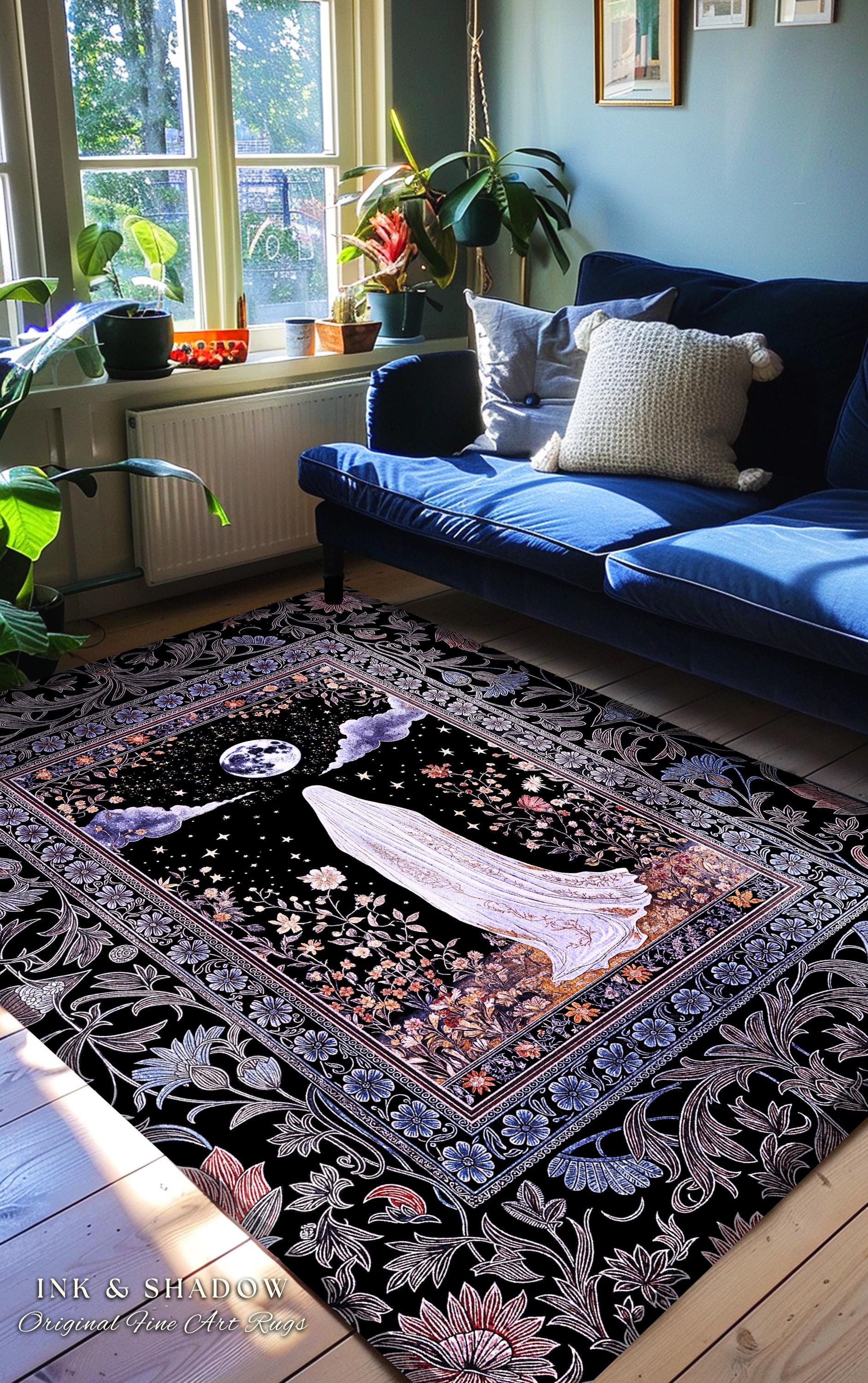 Dark Academia Lavender Ghost Rug | Gothic Witchy Halloween Pastel Aesthetic Throw Fall Vibes Macabre Decor Halloween Spirit Moody Style |