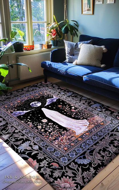 Dark Academia Lavender Ghost Rug | Gothic Witchy Halloween Pastel Aesthetic Throw Fall Vibes Macabre Decor Halloween Spirit Moody Style |