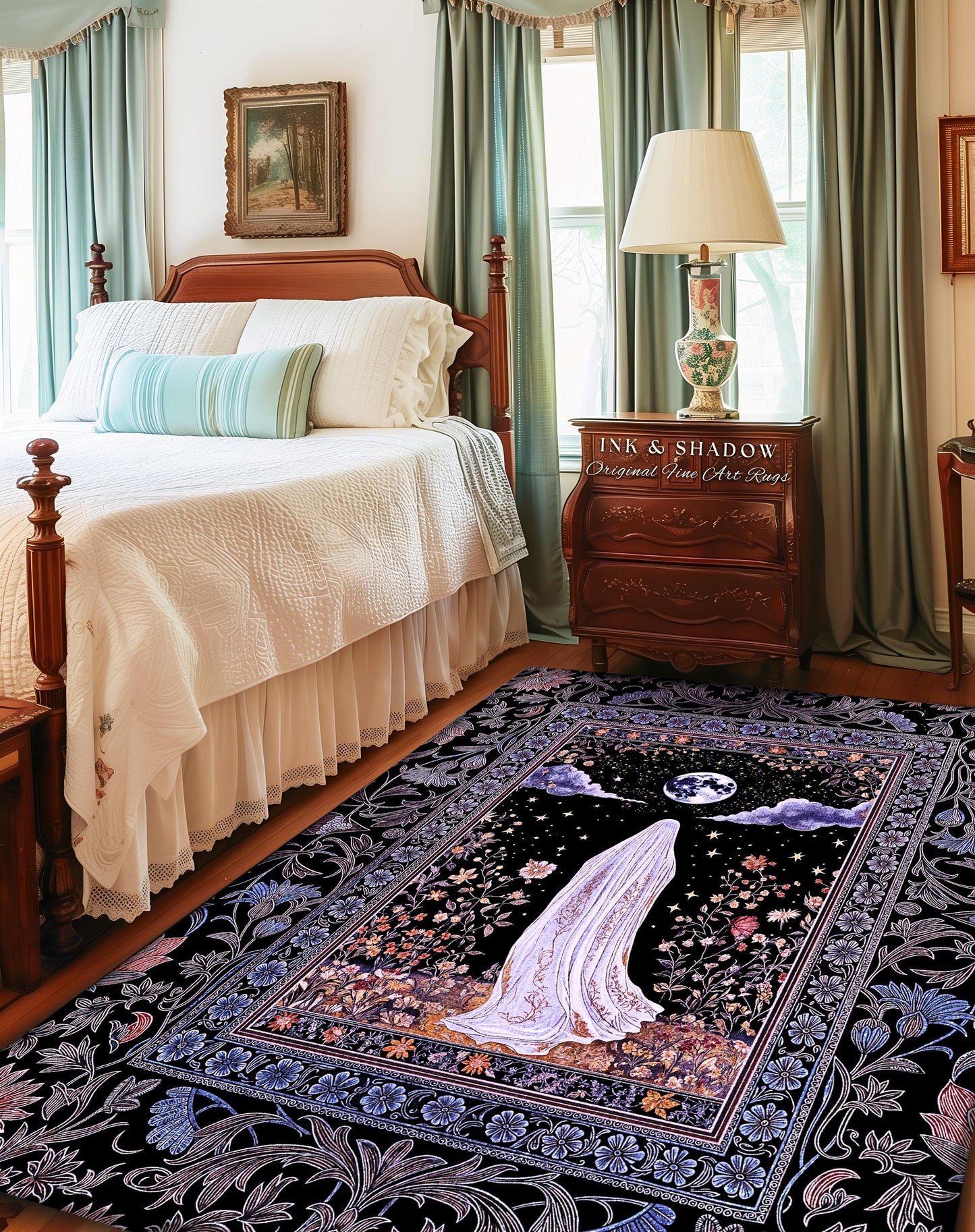 Dark Academia Lavender Ghost Rug | Gothic Witchy Halloween Pastel Aesthetic Throw Fall Vibes Macabre Decor Halloween Spirit Moody Style |