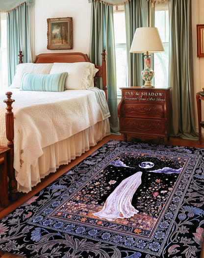 Dark Academia Lavender Ghost Rug | Gothic Witchy Halloween Pastel Aesthetic Throw Fall Vibes Macabre Decor Halloween Spirit Moody Style |