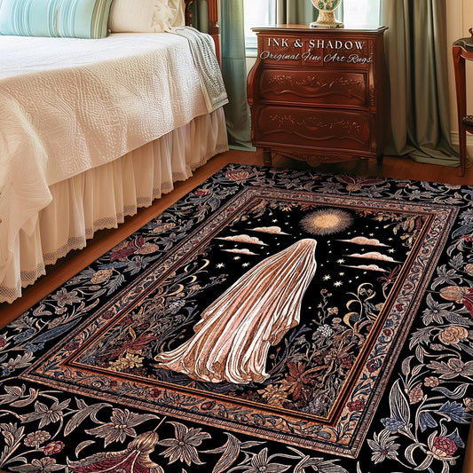 Celestial Garden Spirit Area Rug | Bohemian Halloween Whimsigothic Home Accent Rug Ghost Ornate Gothic Rustic Halloween Home Decor Ethereal