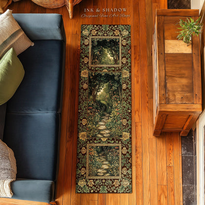 Fairy Ethereal Forest Area Rug | Mystic Dark Academia Folklore Inspired Fairy Aesthetic Accent Rug Magical Dark Bedroom Medieval Botanical |