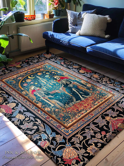 Gothic Kingdom Cosmic Castle Rug | Dark Moody Colors Dark Academia Baroque Romance Gothic Throne Celestial Magic Bedroom Accent Royal Decor