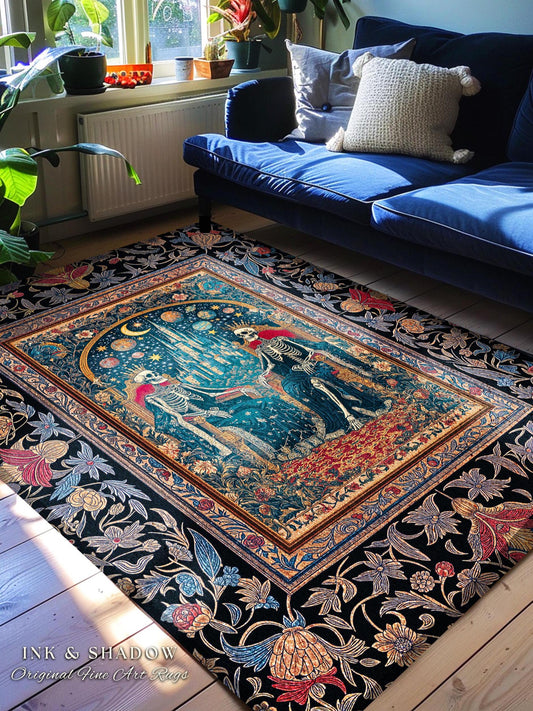 Gothic Kingdom Cosmic Castle Rug | Dark Moody Colors Dark Academia Baroque Romance Gothic Throne Celestial Magic Bedroom Accent Royal Decor