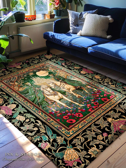 Skeleton King & Queen Floral Forest Rug | Royal Lovers Gothic Couple Baroque Fantasy Garden Macabre Accent Bedroom Decor Castlecore Design |