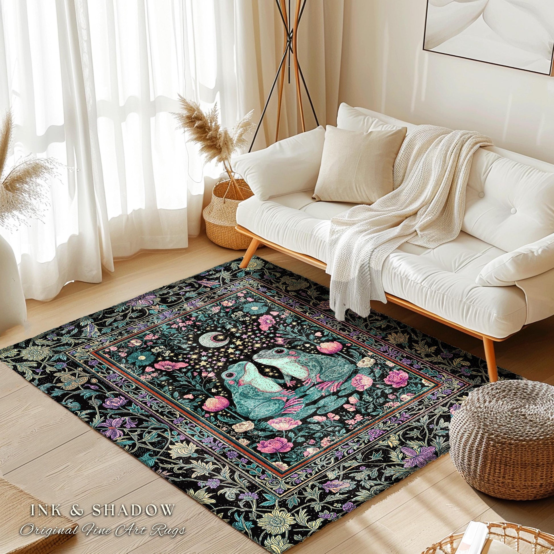 Eclectic Floral Frog Bedroom Accent | Forestcore Area Decor Cottagecore Whimsy Mystical Style Fairycore Aesthetic Enchanted Floral Nature |