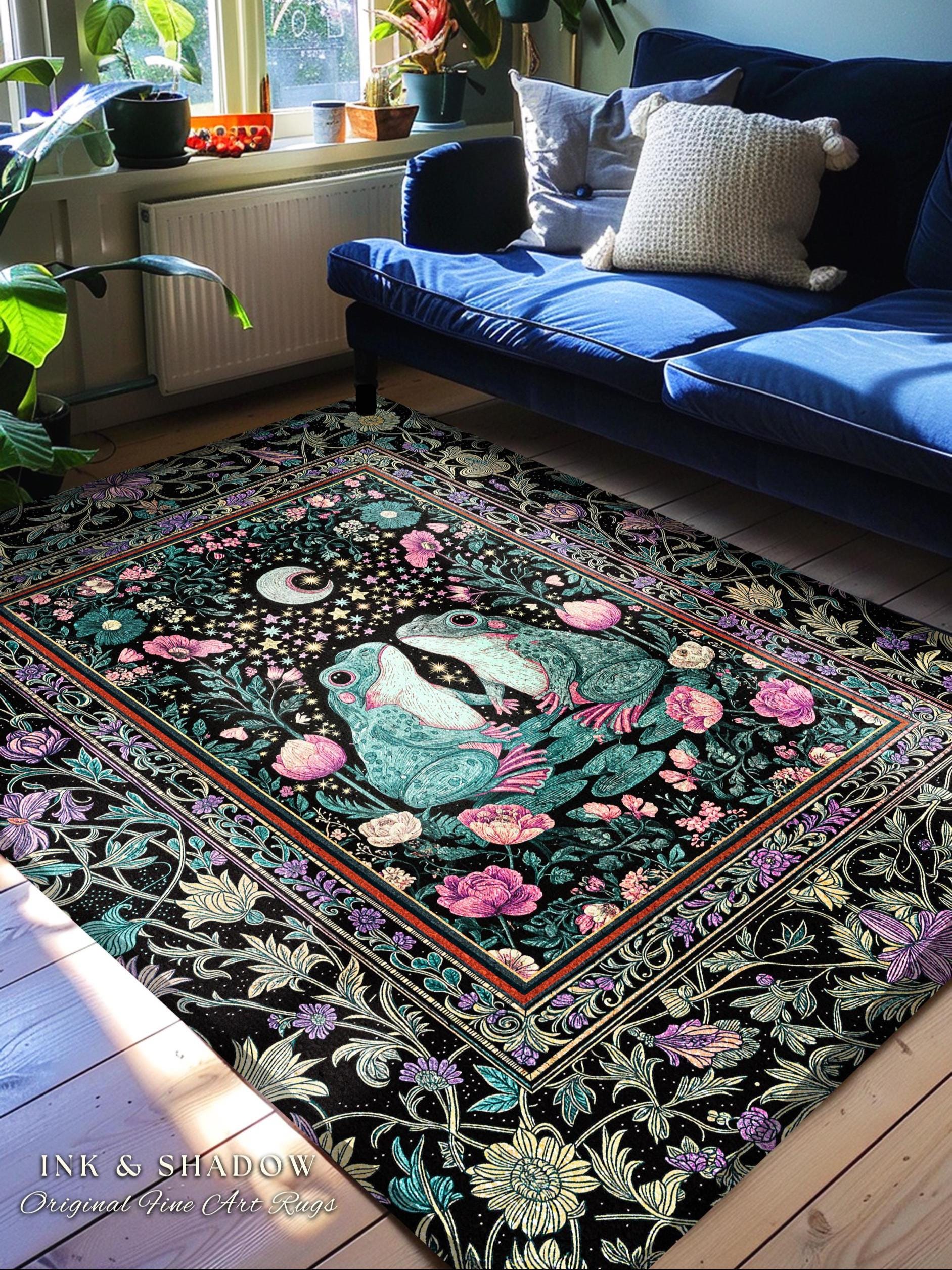 Eclectic Floral Frog Bedroom Accent | Forestcore Area Decor Cottagecore Whimsy Mystical Style Fairycore Aesthetic Enchanted Floral Nature |