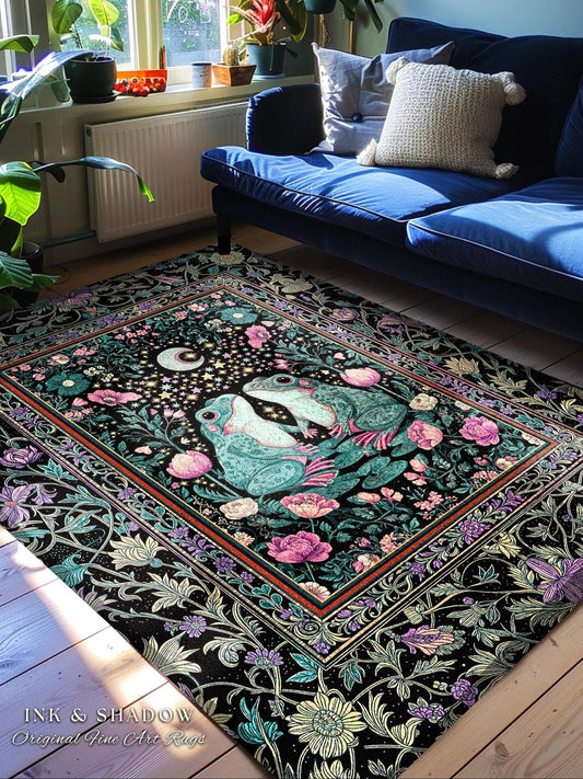 Eclectic Floral Frog Bedroom Accent | Forestcore Area Decor Cottagecore Whimsy Mystical Style Fairycore Aesthetic Enchanted Floral Nature |