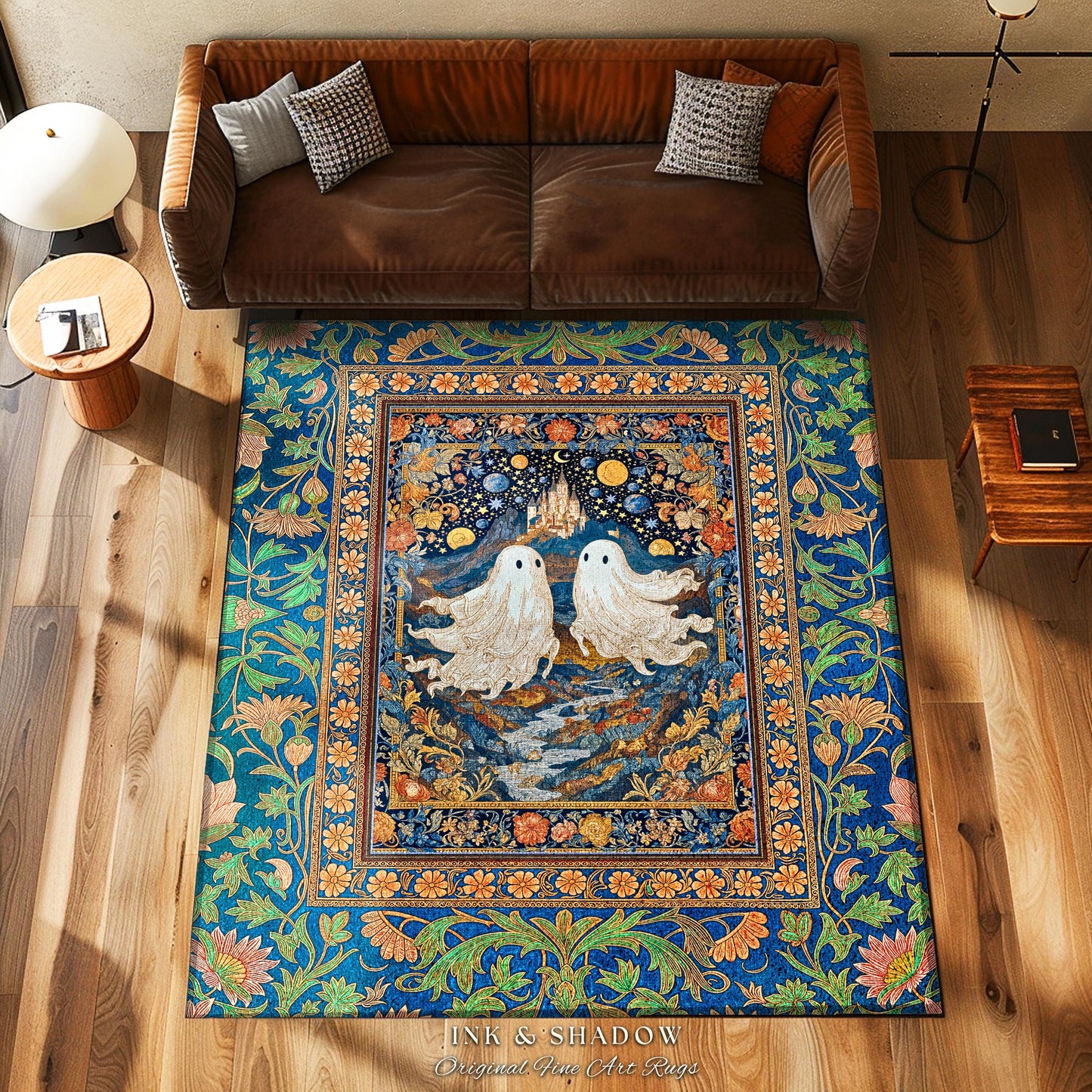 Colorful Gothic Celestial Area Rug | Halloween Accent Whimsigothic Cottagecore Bedroom Witchy Romance Haunted Aesthetic Witchy Home Decor |