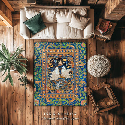 Colorful Gothic Celestial Area Rug | Halloween Accent Whimsigothic Cottagecore Bedroom Witchy Romance Haunted Aesthetic Witchy Home Decor |