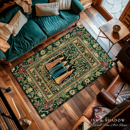 Arcane Witches Gothic Floral Area Rug | Baroque Folk Art Magic Renaissance Ethereal Dreamy Enchanting Bedroom Accent Mystic Coven Aesthetic
