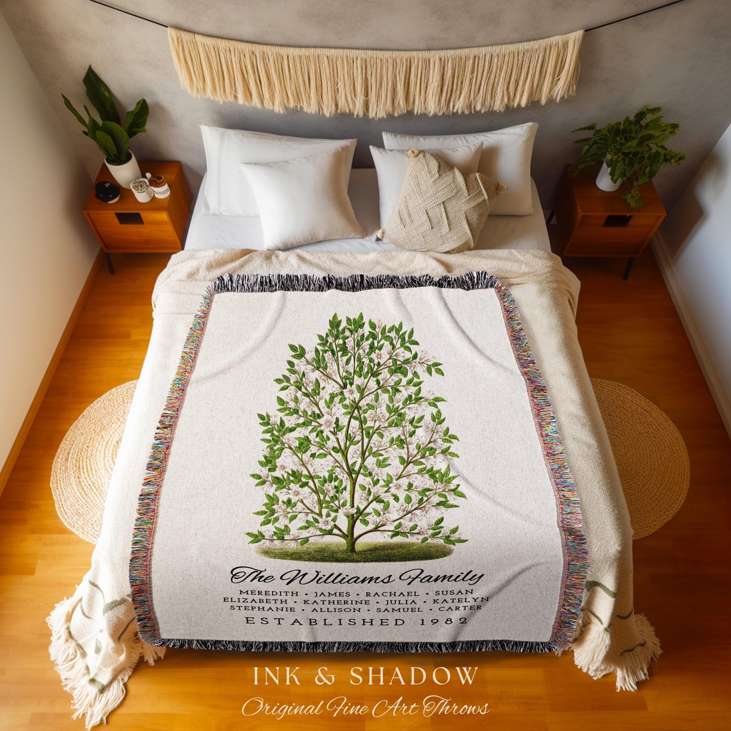 Grandparents Gift Personalized Family Tree Blanket Custom Family Gift Meaningful | Wedding Gift Sentimental Gift for Family Tree Wall Art |
