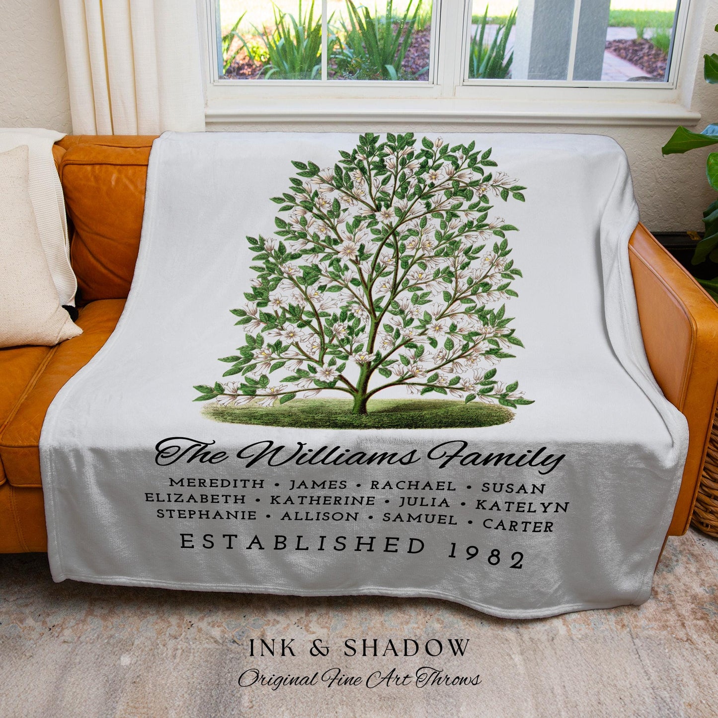 Grandparents Gift Personalized Family Tree Blanket Custom Family Gift Meaningful | Wedding Gift Sentimental Gift for Family Tree Wall Art |