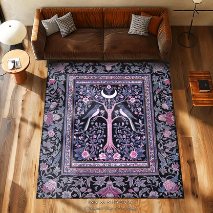 Magpie Ethereal Moon Gothic Rug | Baroque Pastel Purple Celestial Bedroom Accent Victorian Fairytale Inspired Decor Whimsigoth Bedroom Cozy
