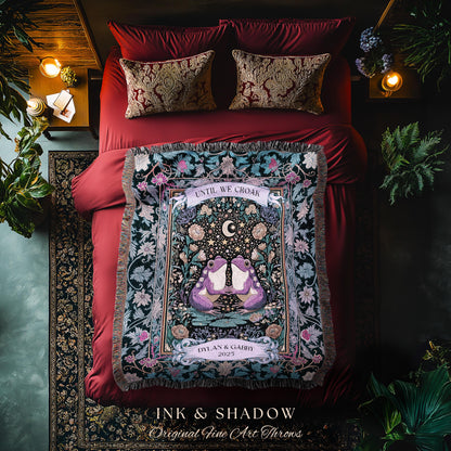 Enchanted Throw Until We Croak Frog Lover Gift | Folklore Wedding Boho Cottagecore Tapestry Blanket Fairycore Custom Celestial Personalized