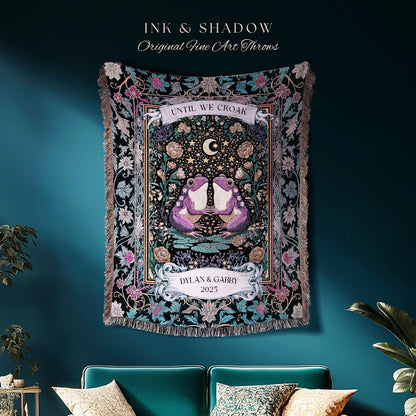 Enchanted Throw Until We Croak Frog Lover Gift | Folklore Wedding Boho Cottagecore Tapestry Blanket Fairycore Custom Celestial Personalized