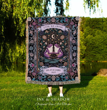 Enchanted Throw Until We Croak Frog Lover Gift | Folklore Wedding Boho Cottagecore Tapestry Blanket Fairycore Custom Celestial Personalized
