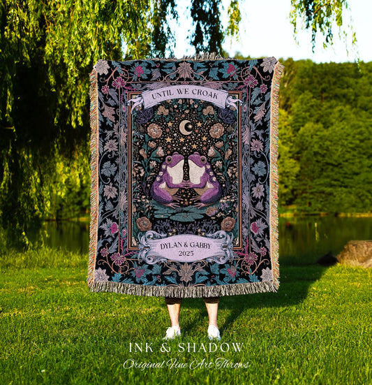 Enchanted Throw Until We Croak Frog Lover Gift | Folklore Wedding Boho Cottagecore Tapestry Blanket Fairycore Custom Celestial Personalized