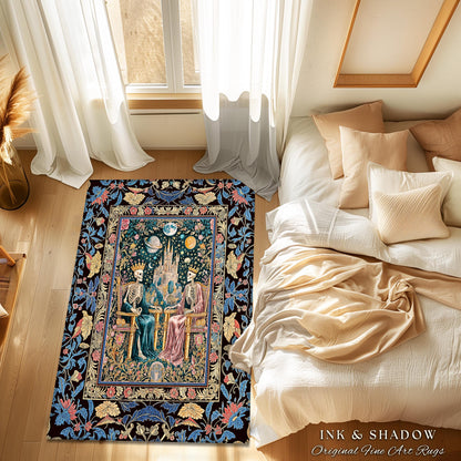 Moody Baroque Skeleton Royals Rug | Celestial Castle Gothic Ethereal Pastel Bedroom Magic Decor Whimsical Fantasy Lovers Mystical Accent |