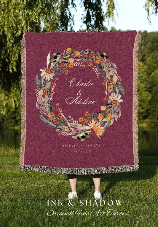 Anniversary Blanket Custom | Personalized Last Name Gift Blanket Wedding Monogram Custom Anniversary His and Hers Initials Tapestry Wedding