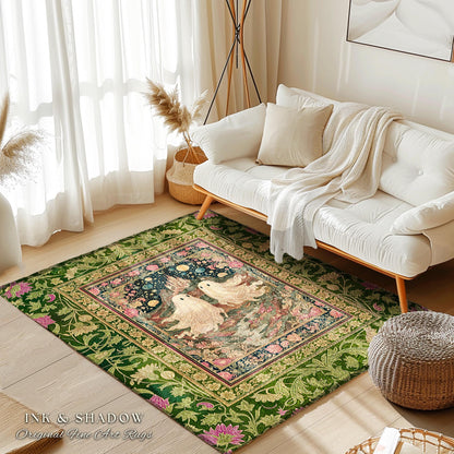Cosmic Valley Ghost Couple Area Rug | Cute Halloween Aesthetic Forestcore Accent Cozy Fall Decor Folklore-Inspired Witchy Whimsigoth Style |