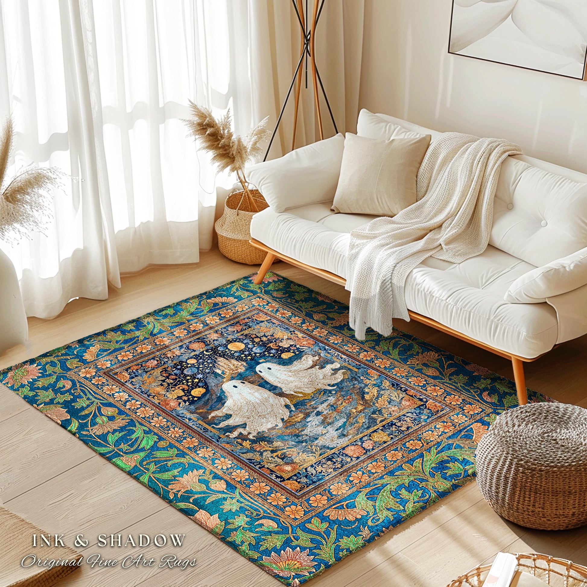 Colorful Gothic Celestial Area Rug | Halloween Accent Whimsigothic Cottagecore Bedroom Witchy Romance Haunted Aesthetic Witchy Home Decor |