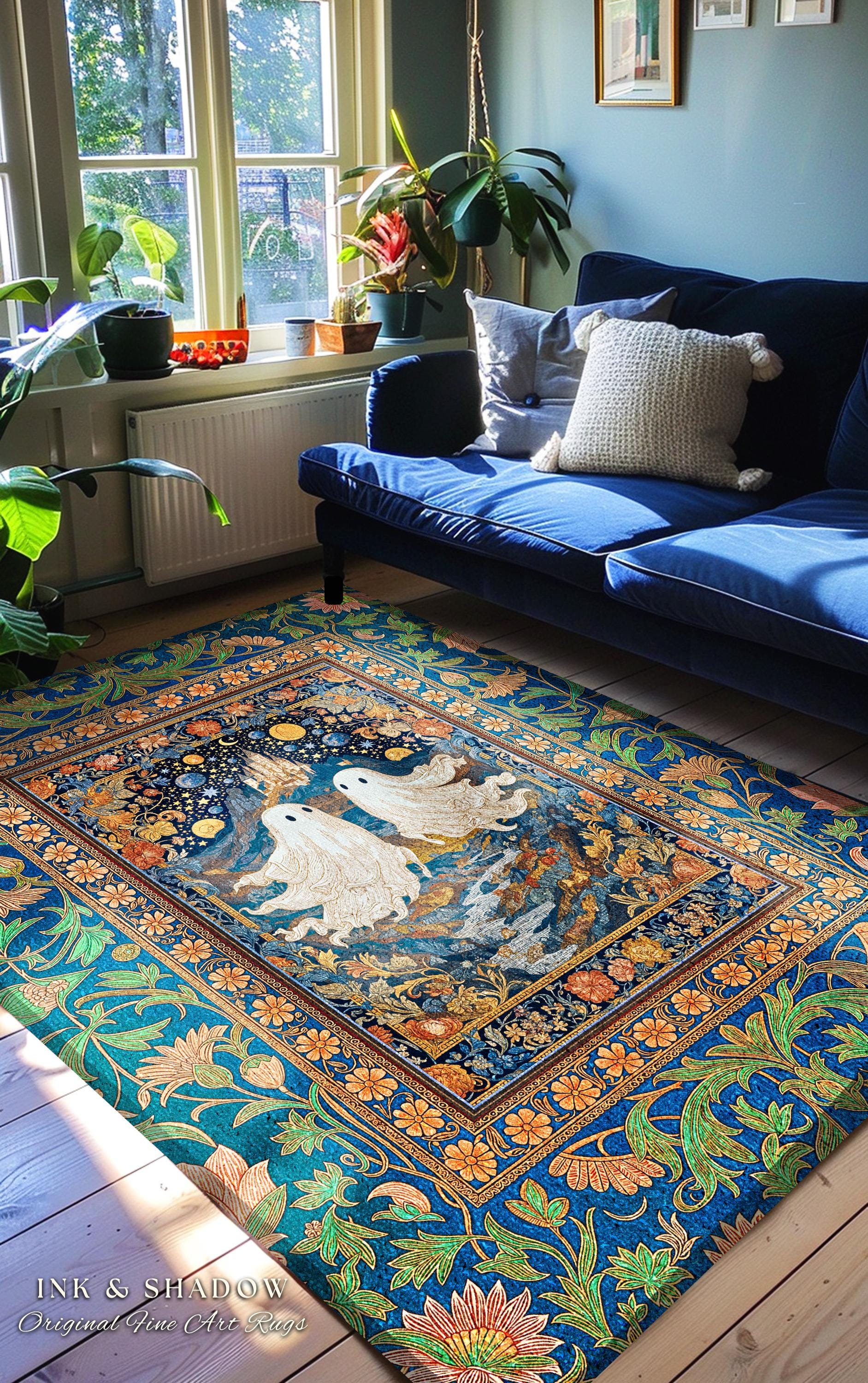 Colorful Gothic Celestial Area Rug | Halloween Accent Whimsigothic Cottagecore Bedroom Witchy Romance Haunted Aesthetic Witchy Home Decor |